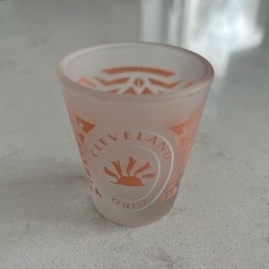 Cleveland Ohio Shot Glass Souvenir Frosted Orange